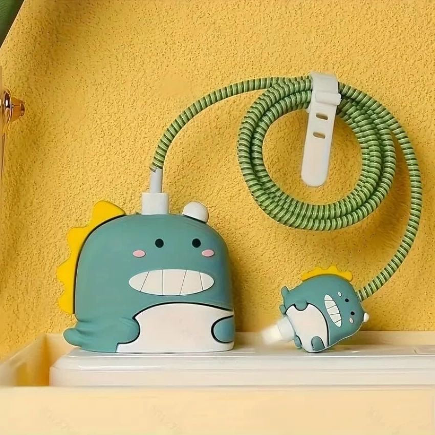 Chubby Dino Green 3D Case Set - Apple 18W/20W Compatible