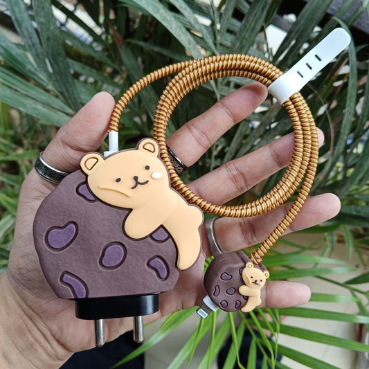 Lazy Bear Cookie 3D Case Set - Apple 18W/20W Compatible