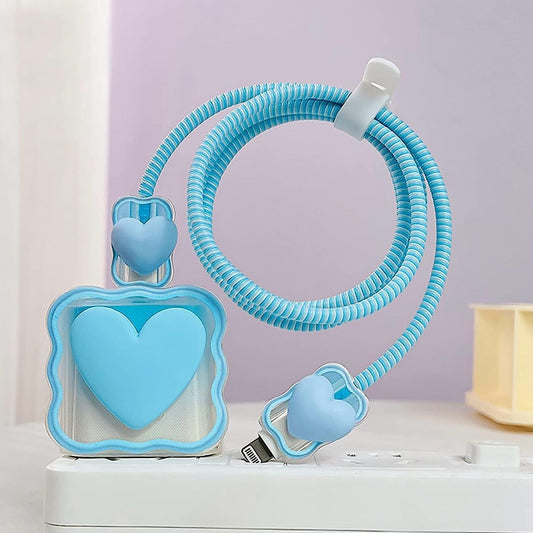 Sky Blue Heart 3D Case Set - Apple 18W/20W Compatible