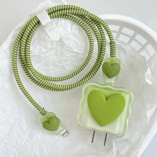 Fresh Lime Heart 3D Case Set - Apple 18W/20W Compatible